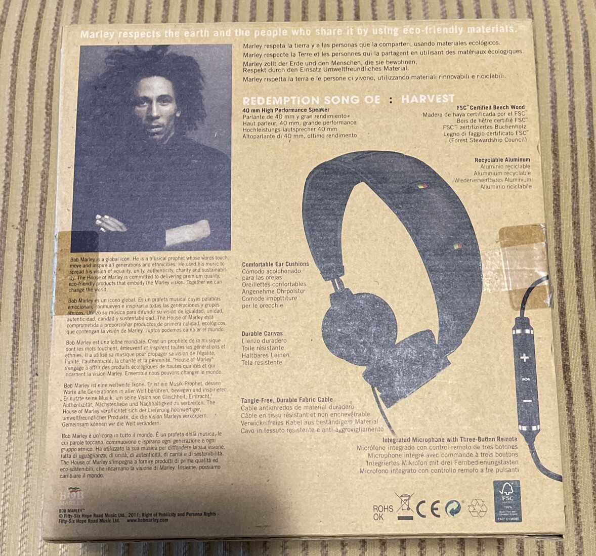 Brand New House of Marley Redemption Song On-Ear Wired Headphones. Original Box