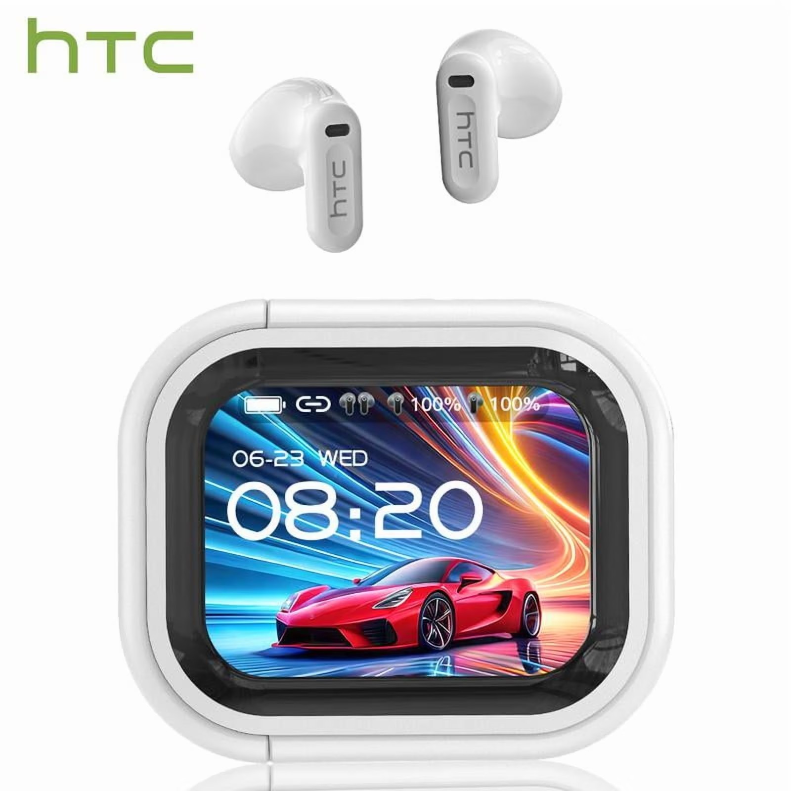 htc NE20 True Wireless Ear Buds w/ LCD Screen Bluetooth 6.0 Built-in Mic – NEW