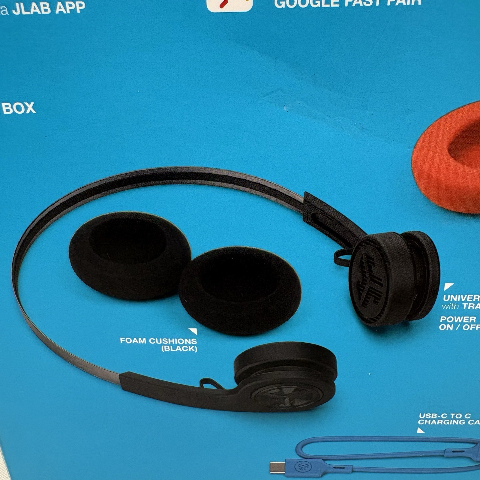 JLab Rewind 2 Wireless Retro Headphones Mic Black Orange Multipoint BT USB NEW