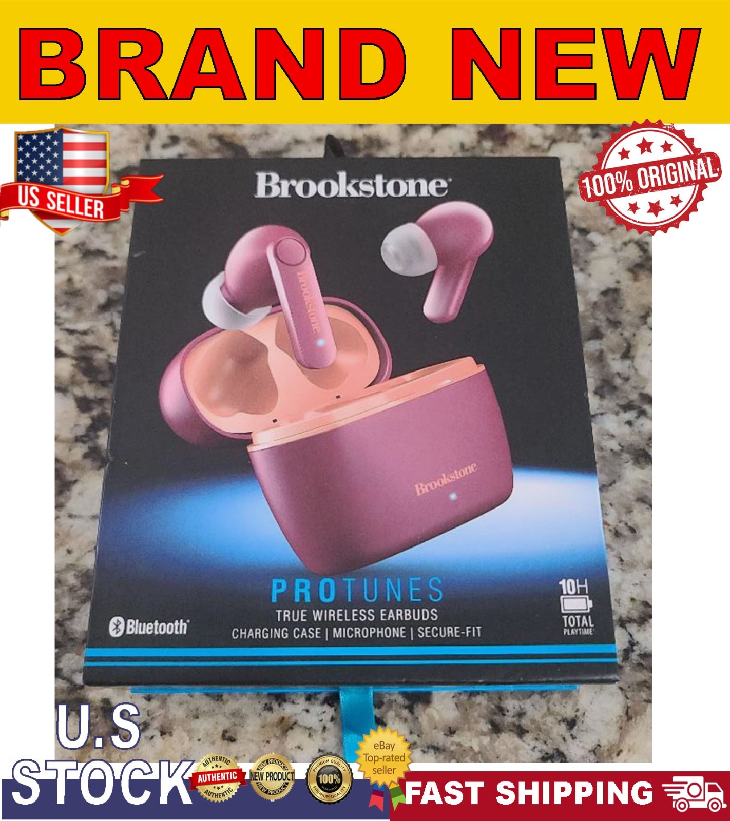 Brookstone PROTUNES True Wireless earbuds Bluetooth NEW VERSION DUSKY PINK