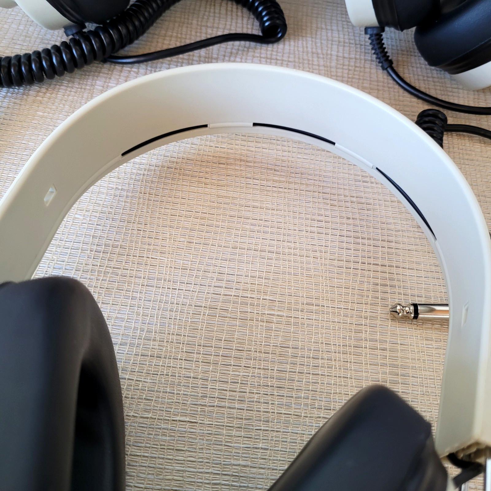 3 Califone 2924AV-P Mono Headphones Coiled Cord 1/4″Jack Plug TESTED