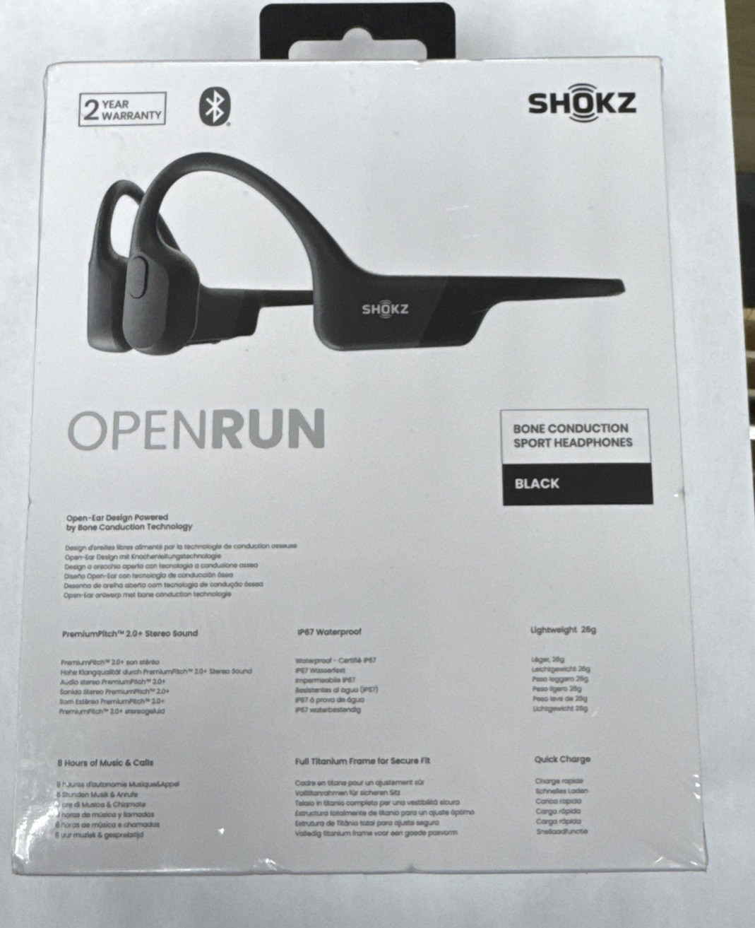 Shokz OpenRun Wireless Bone Conduction Headphones – Black (S803BK)