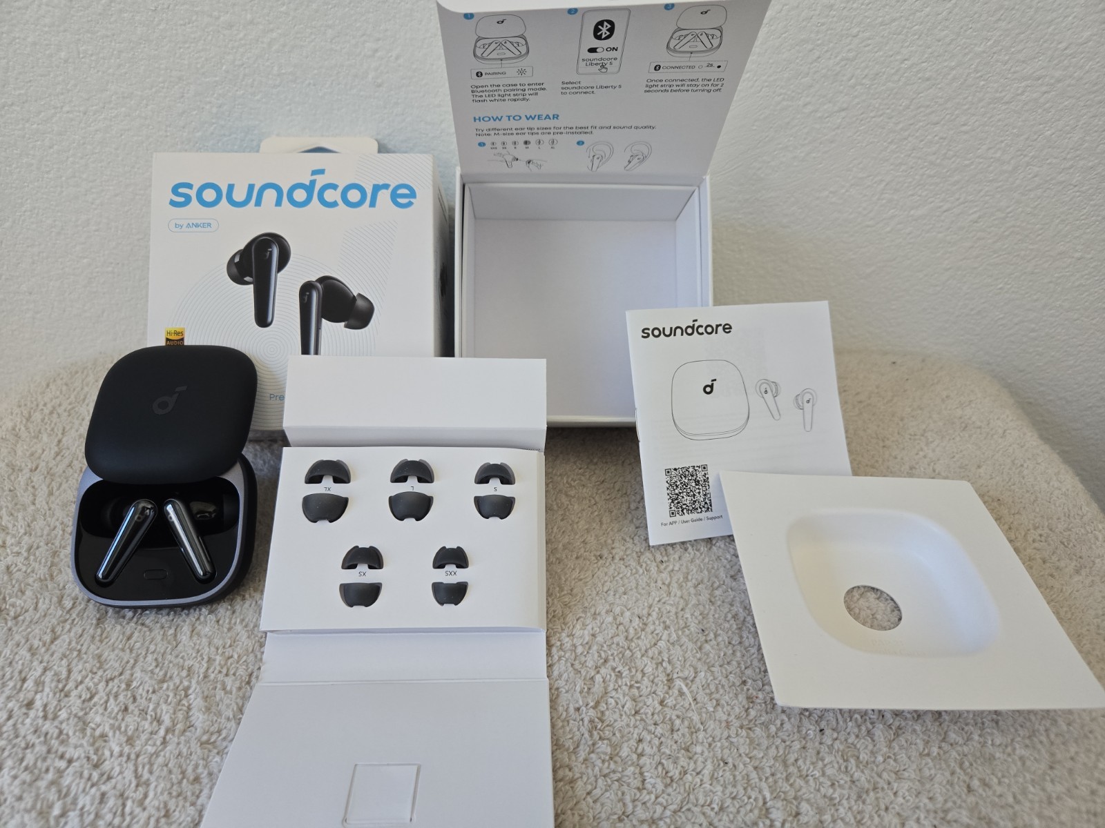 Anker Soundcore Liberty 5 Noise Cancelling Bluetooth Earbuds Black Open Box