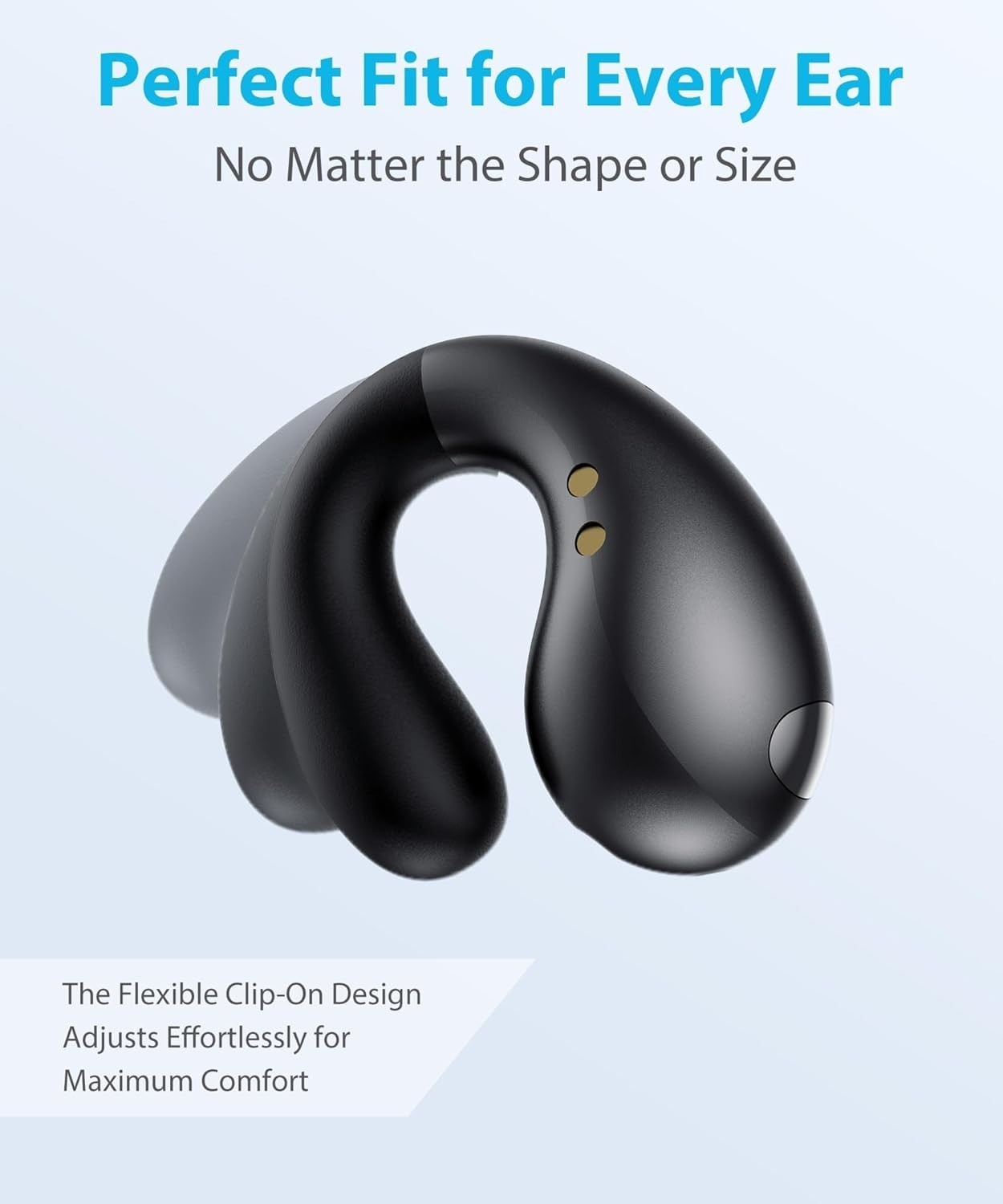 Ultra Open Ear Earbuds – Ergonomic Clip-On Earbuds, Bone Conduction Over-The-Ear