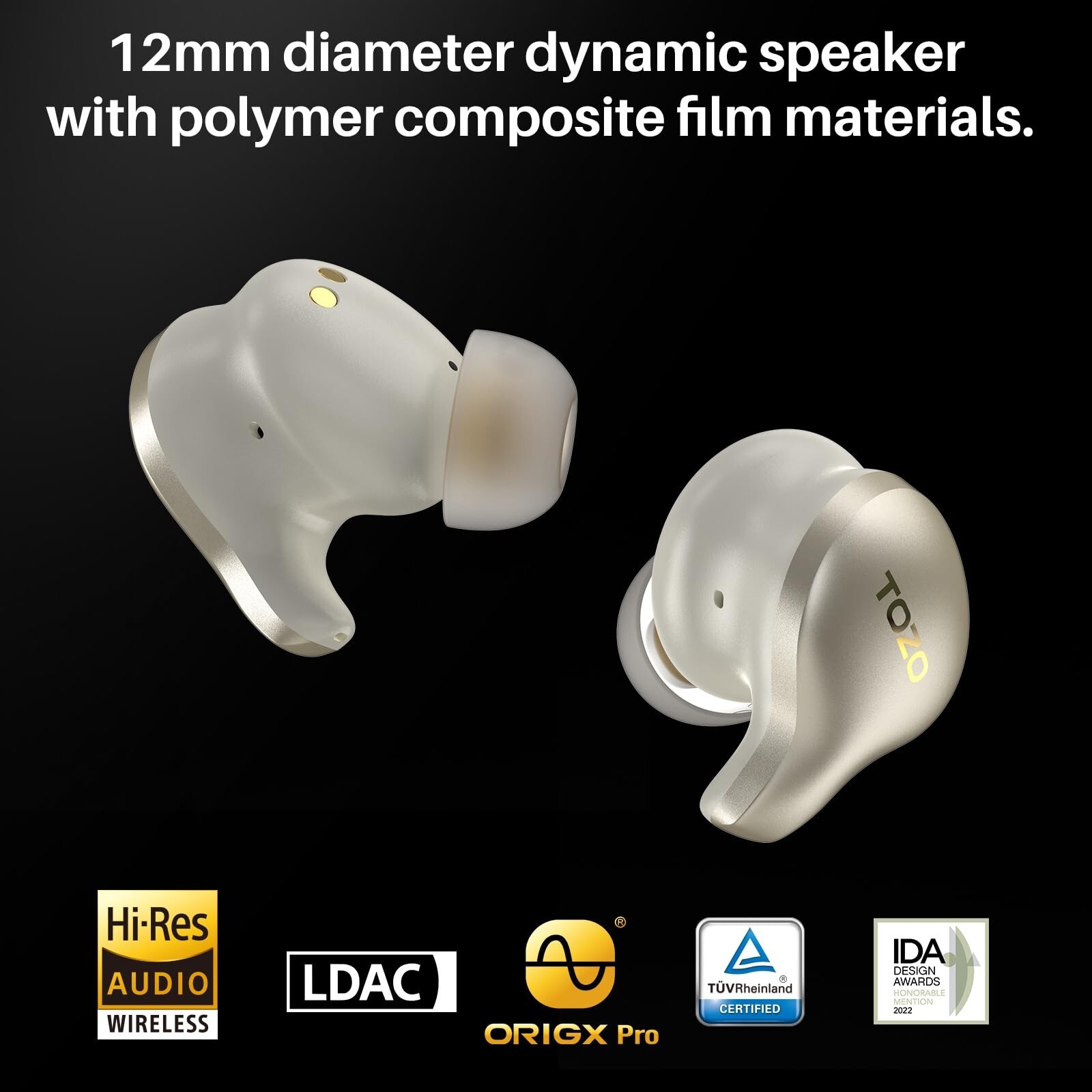 TOZO Golden X1 Bluetooth 5.3 ENC ANC Wireless Earbuds, Champagne (Renew)