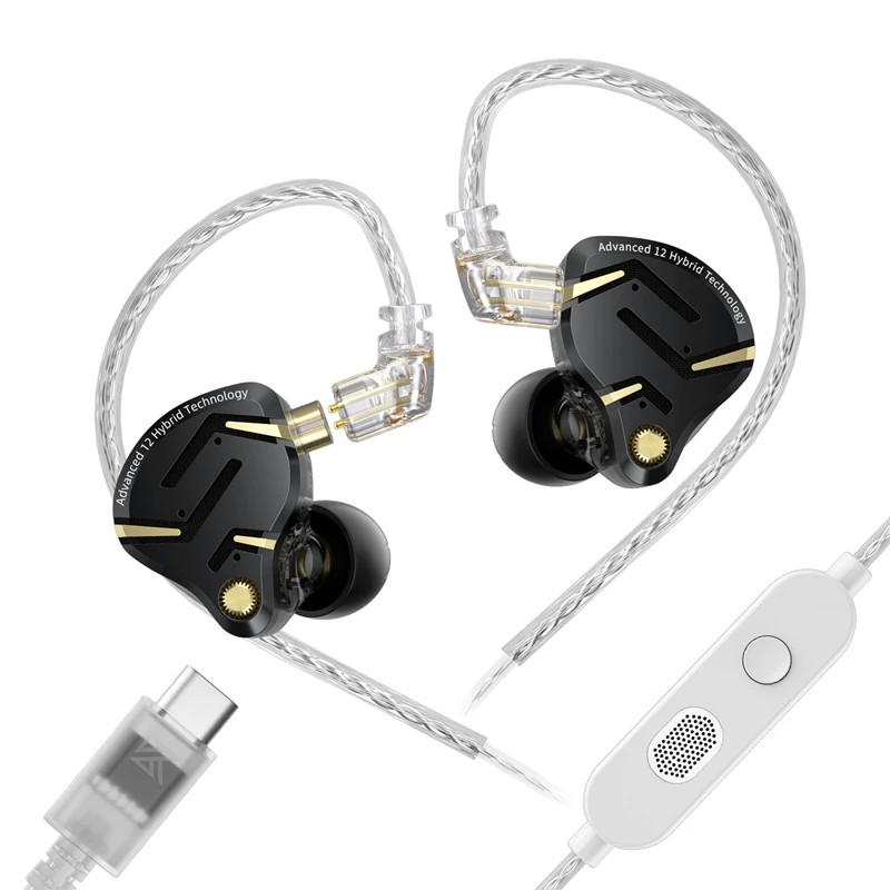 KZ ZS12 PRO 2 Hybrid IEM Earphones 1DD+5BA Drivers Detachable 3.5mm/USB-C