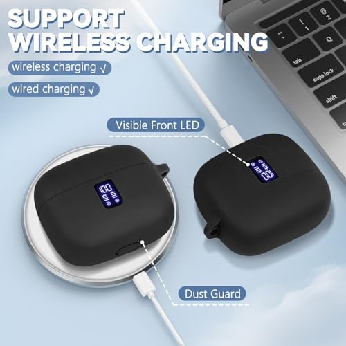 Silicone Case for TAGRY X08 Wireless Earbuds Case, Compatible with T4-Black