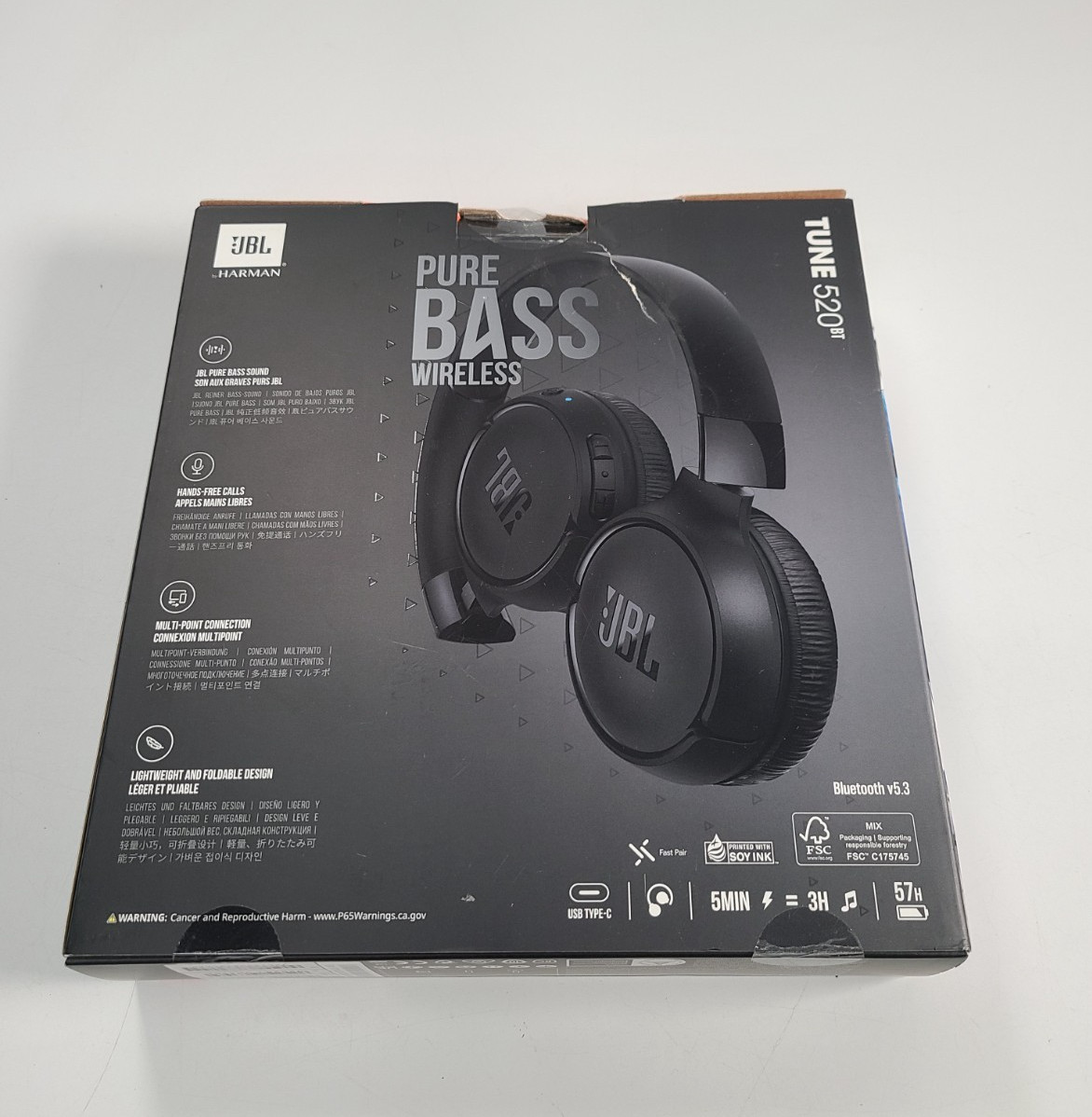 JBL (JBLT520BTBLKAM) Tune 520BT Wireless Headphones-Black