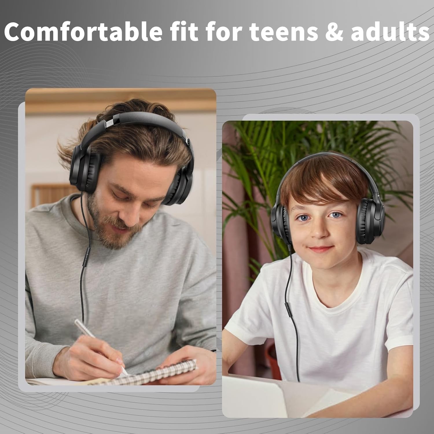 Lightweight Over-Ear Wired Headphones with Mic for Clear Calls & Music Listening
