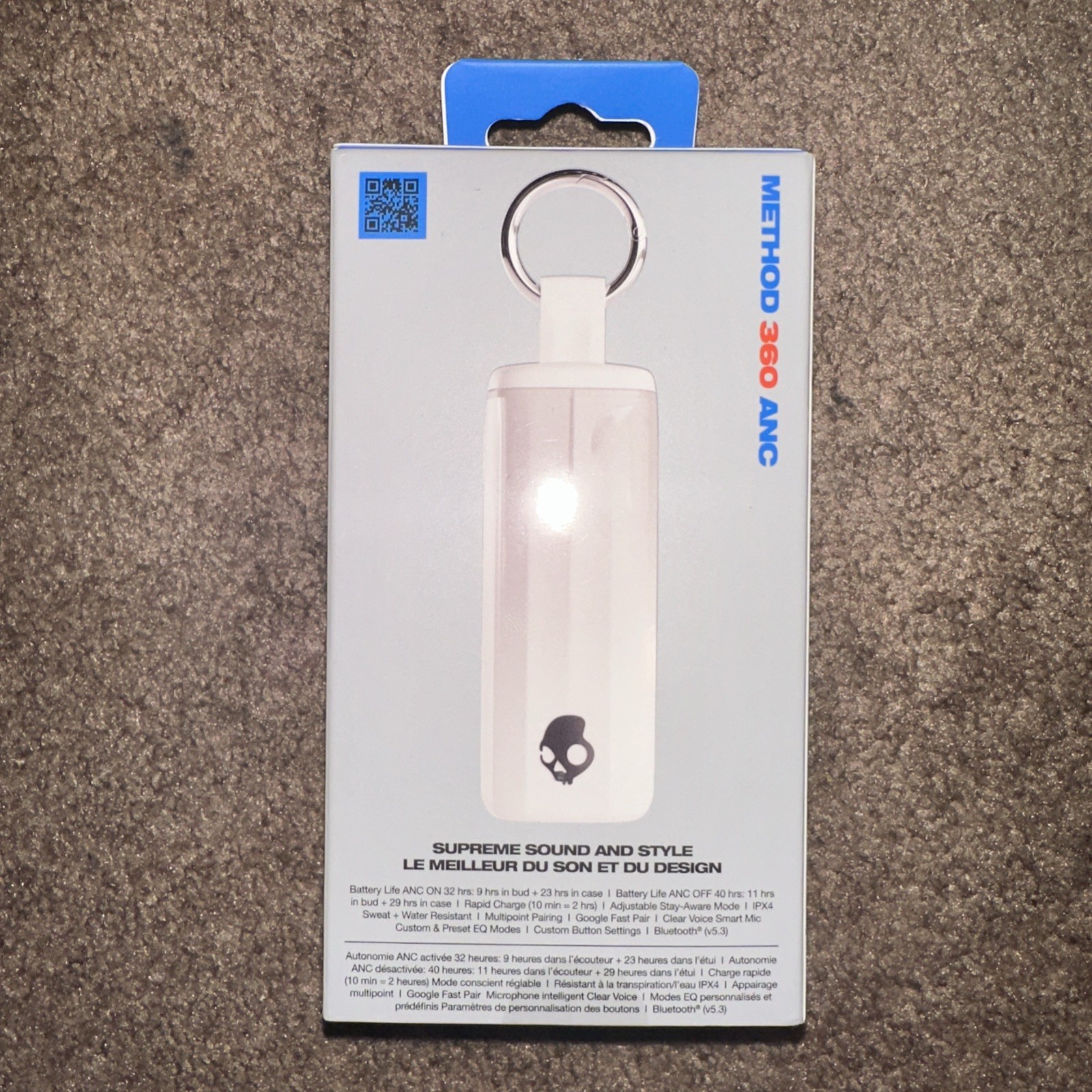 Skullcandy Method 360 ANC Wireless Earbuds Earphones Sound by Bose White NEW