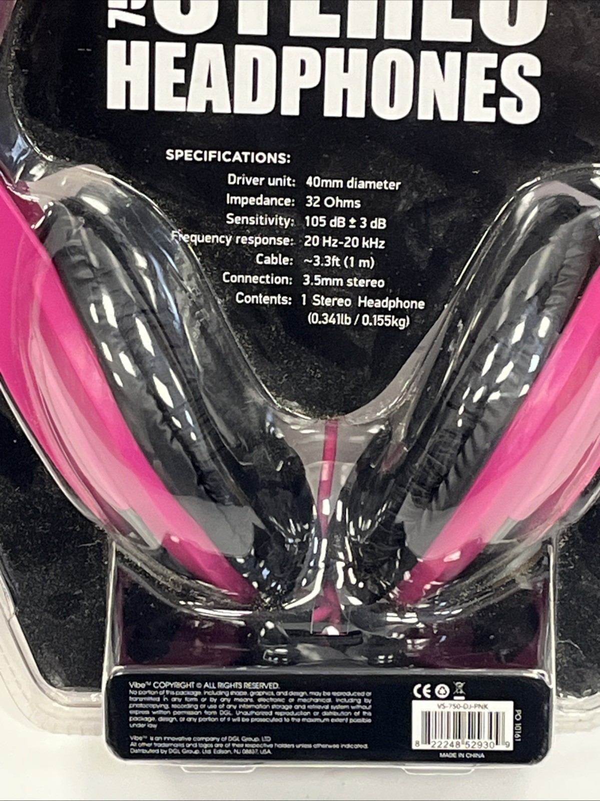 Vibe VS-750-DJ Headband Headphones Pink Sealed NEW