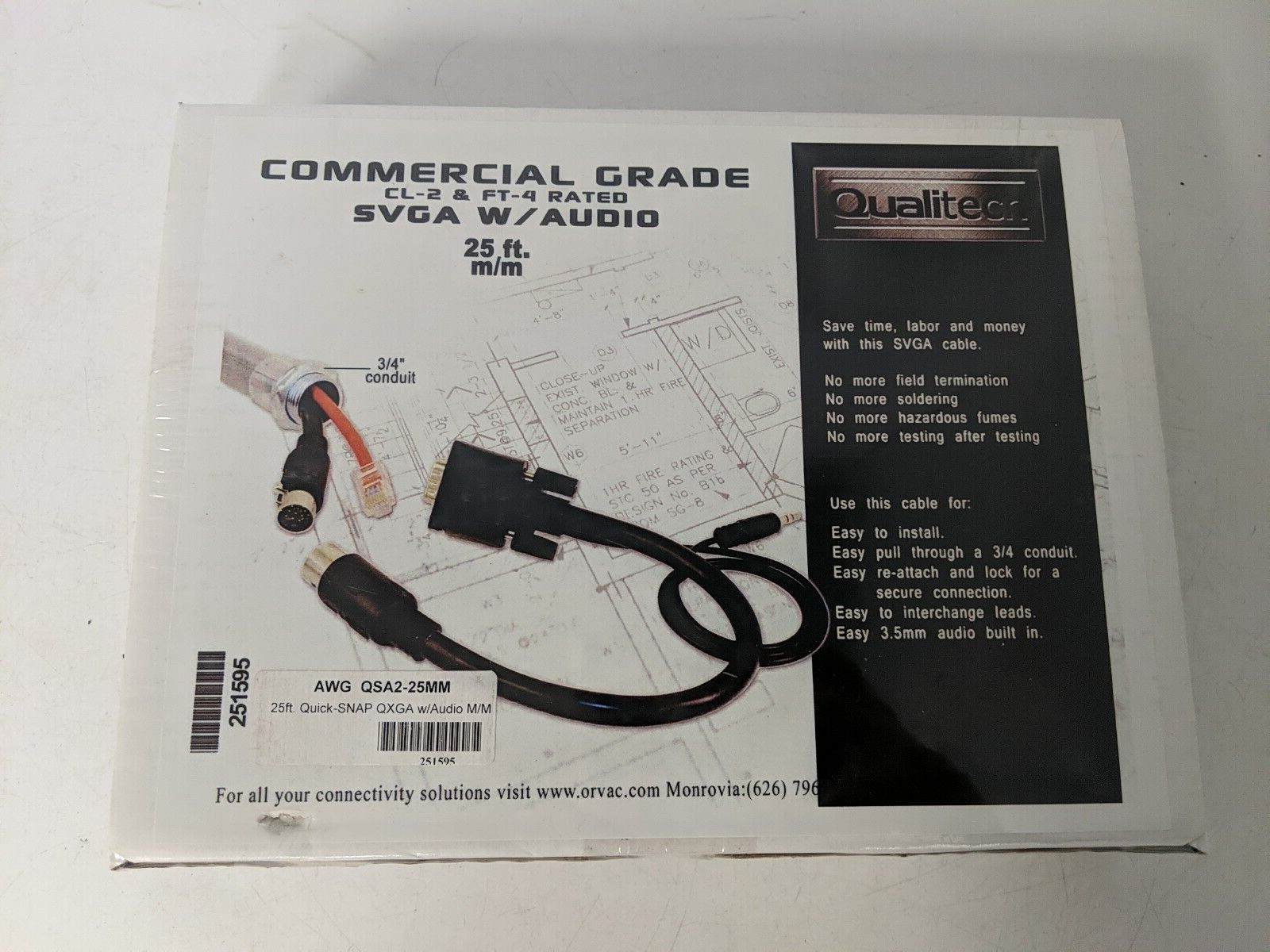 COMMERCIAL GRADE CL-2 & FT-4 RATED SVGA W/AUDIO 25FT. M/M