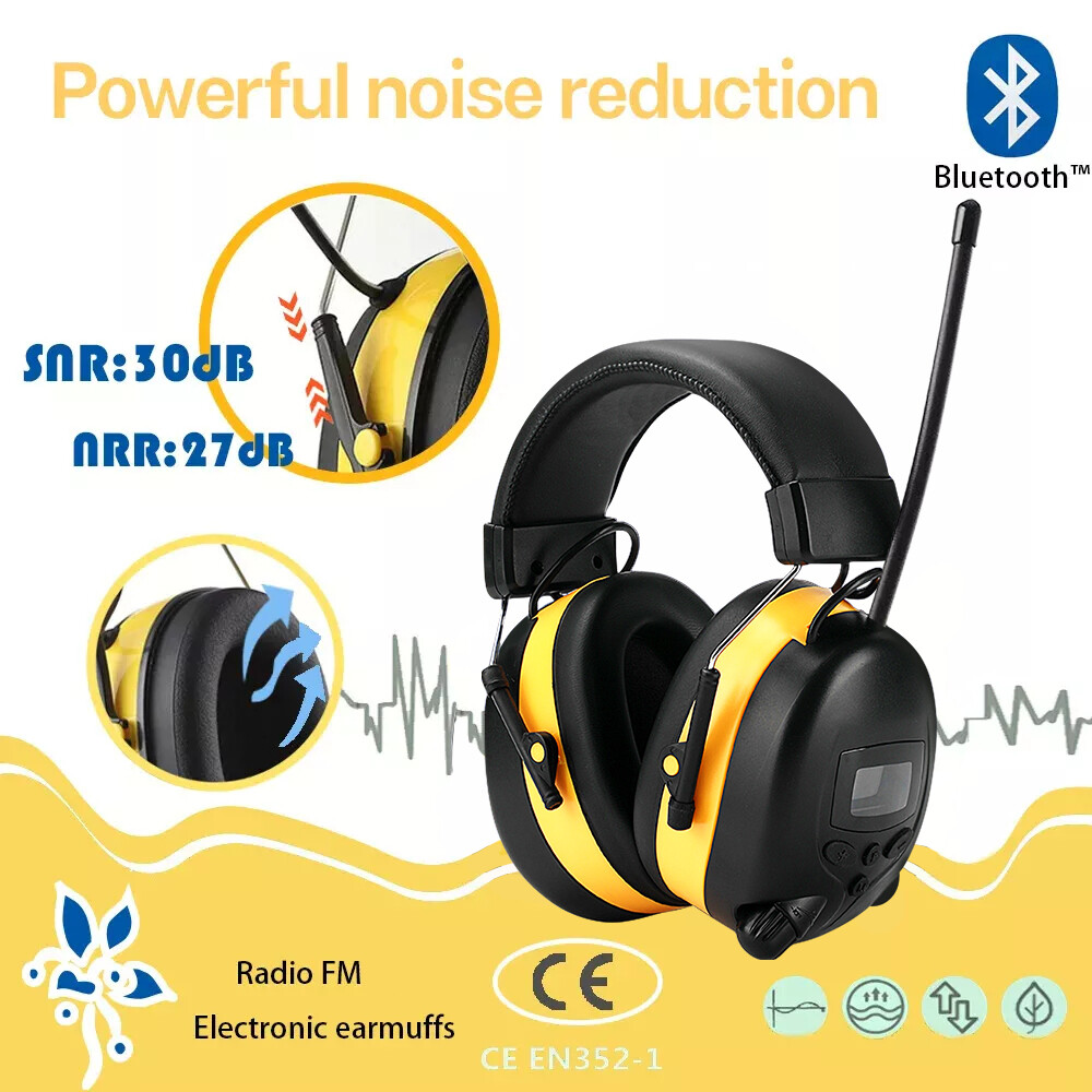 FM Radio Headphones with Digital Display, 30Db FM Hearing Protection Safety