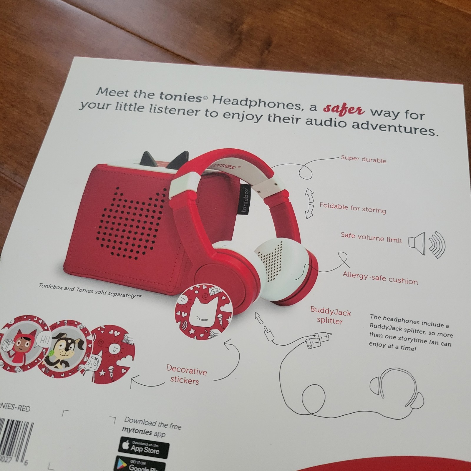 Tonies Headphones Red Accessory Brand New Sealed Ages 3+ Music Sound Toy Buddy