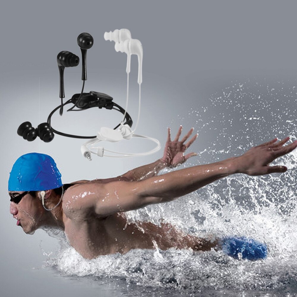 IPX8 Waterproof Earphones Earbud in 3.5mm Jack Swimming MP3 Player Headphone