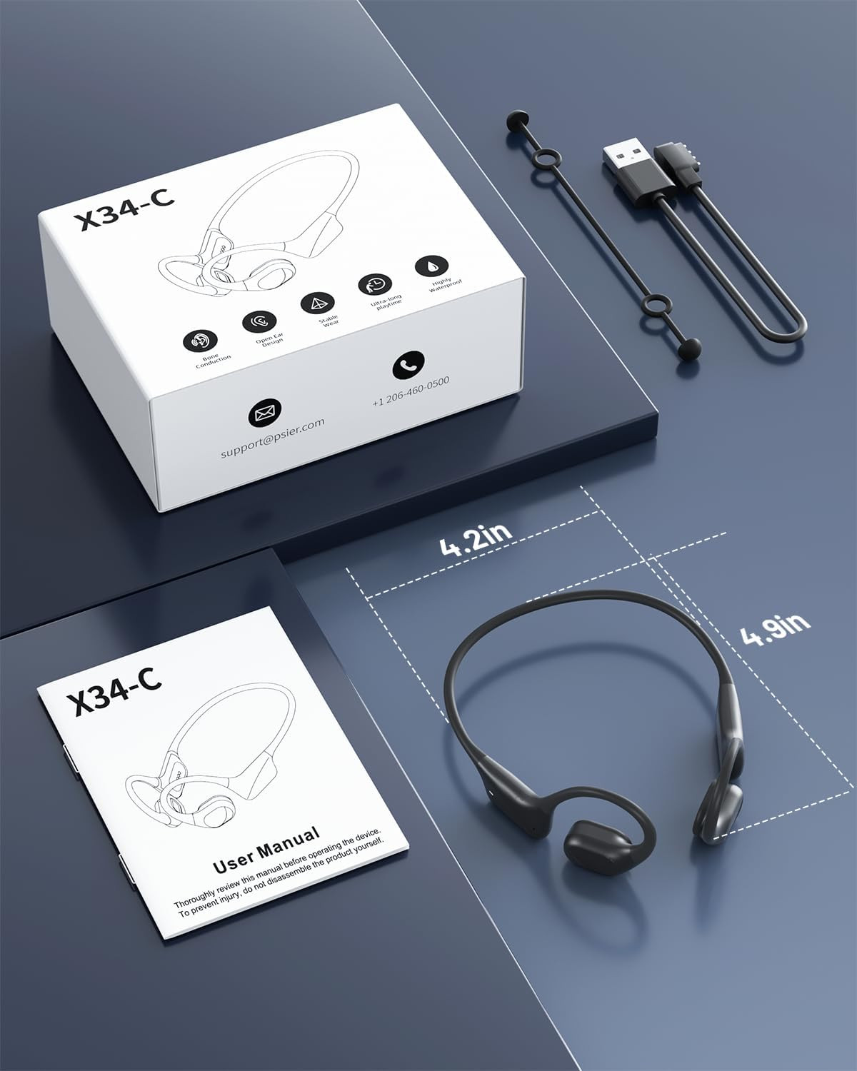 Bone Conduction Swimming Headphones IPX8 Waterproof Open Ear Earbuds | Bone-Air