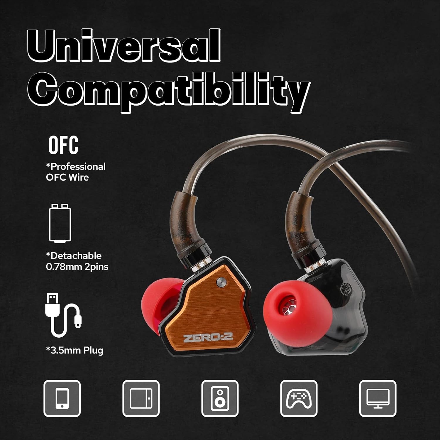 Linsoul 7Hz x Crinacle Zero 2 IEM, 10mm Dynamic Driver, HIFI In Ear Monitor,