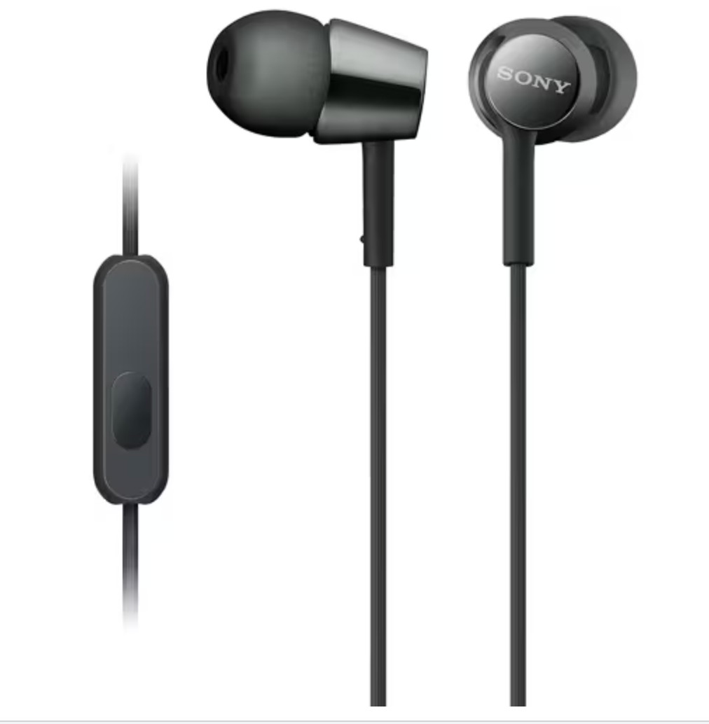 SONY Japan MDR-EX155AP Closed Dynamic In-Ear Headphones In-line Remote Mic Black