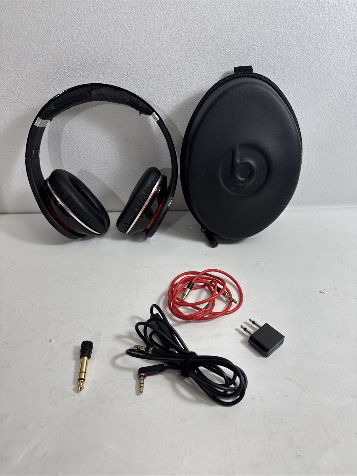Beats by Dr. Dre Studio 1st Gen Black & Red Wired Headphones w/Case+Cords TESTED