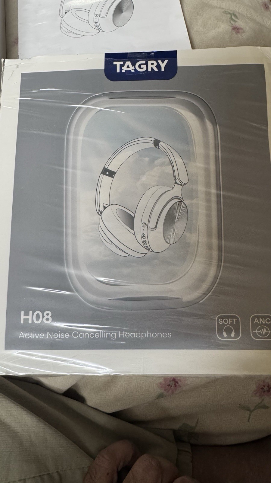 TAGRY H08 Active Noise Cancelling Wireless Headphones Black Bluetooth Over-Ear