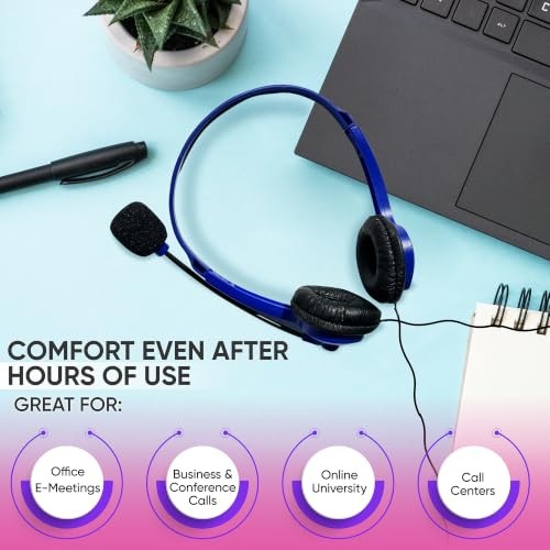 Wired On-Ear Headset with Boom Mic 3.5mm Black 1 Pack