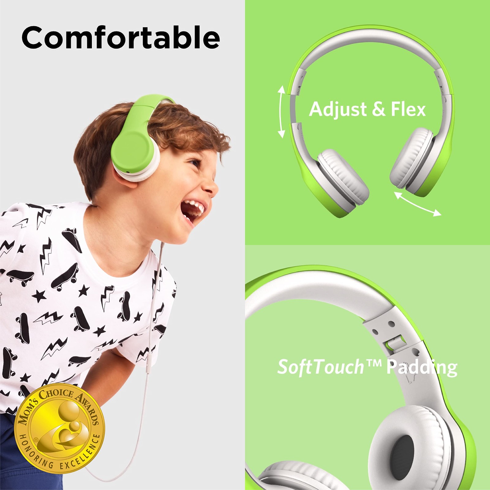 LilGadgets Connect+ Foldable Headphones, Adjustable Fit Soft Touch Padding fo…