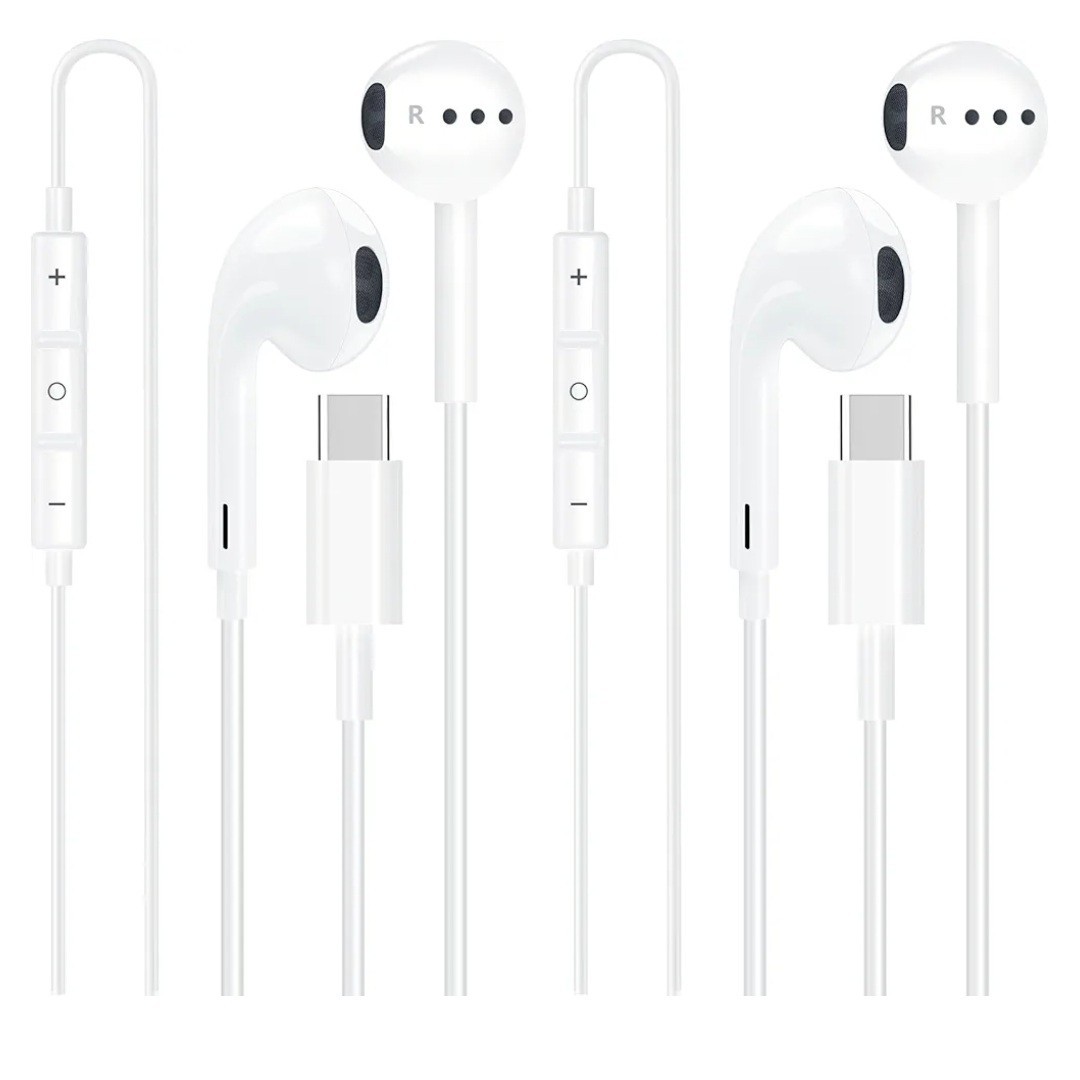 USB Type-C Wired Earbuds Earphones with Mic Volume Control HiFi Stereo Noise Iso