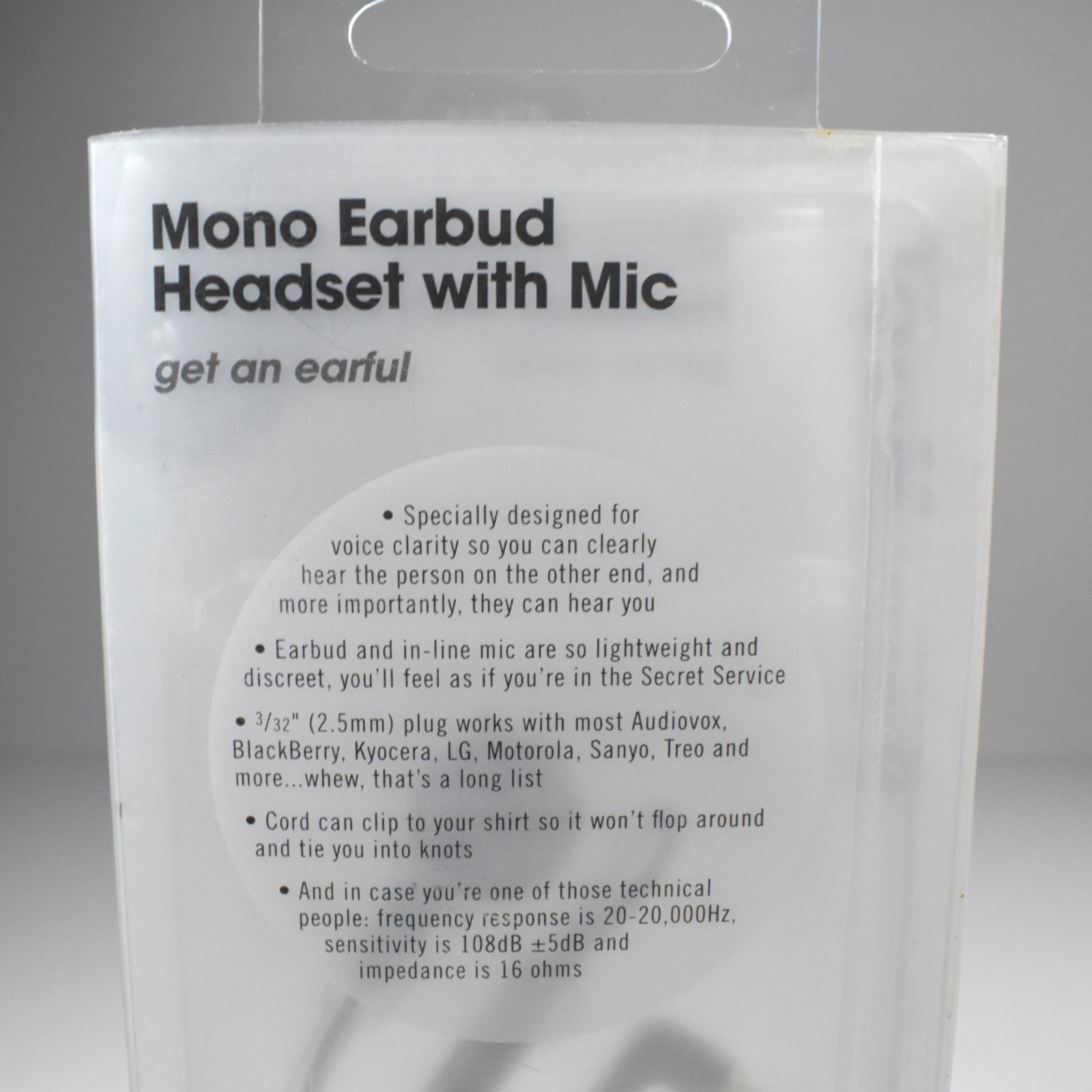 PointMobl Mono Earbud Headset With Mic Universal 2.5mm jack 3/32” Factory Sealed