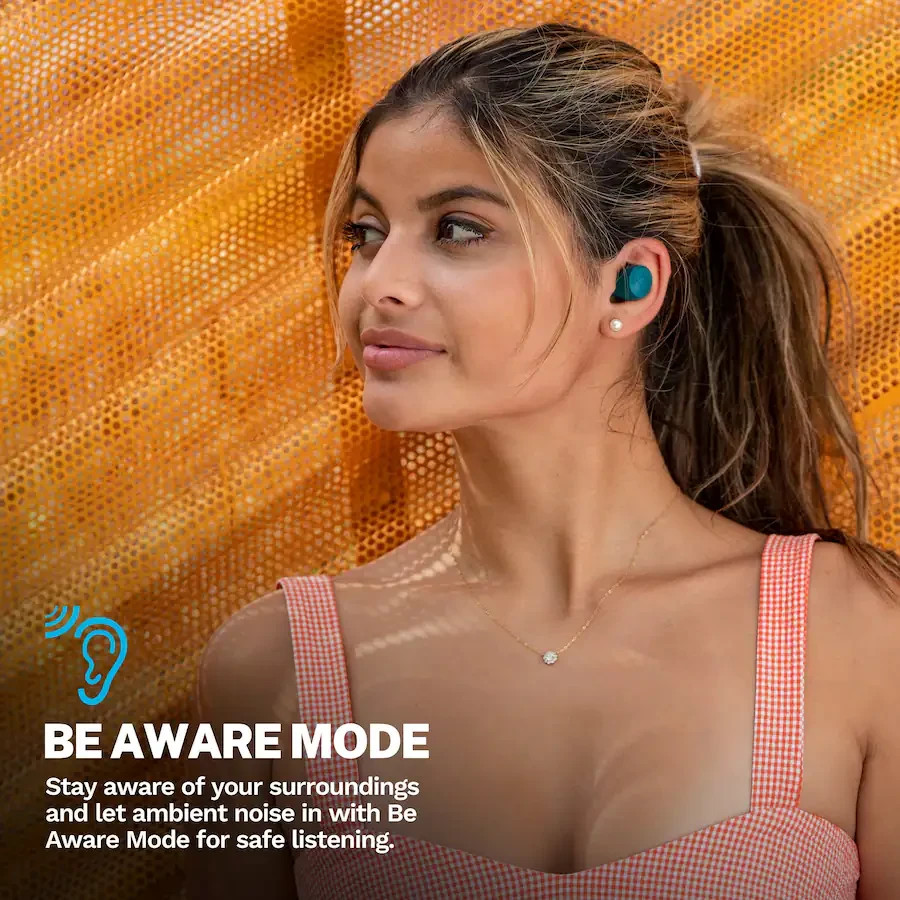 JLab – GO Air Pop True Wireless Earbuds in Teal. iOS & Android Compatible