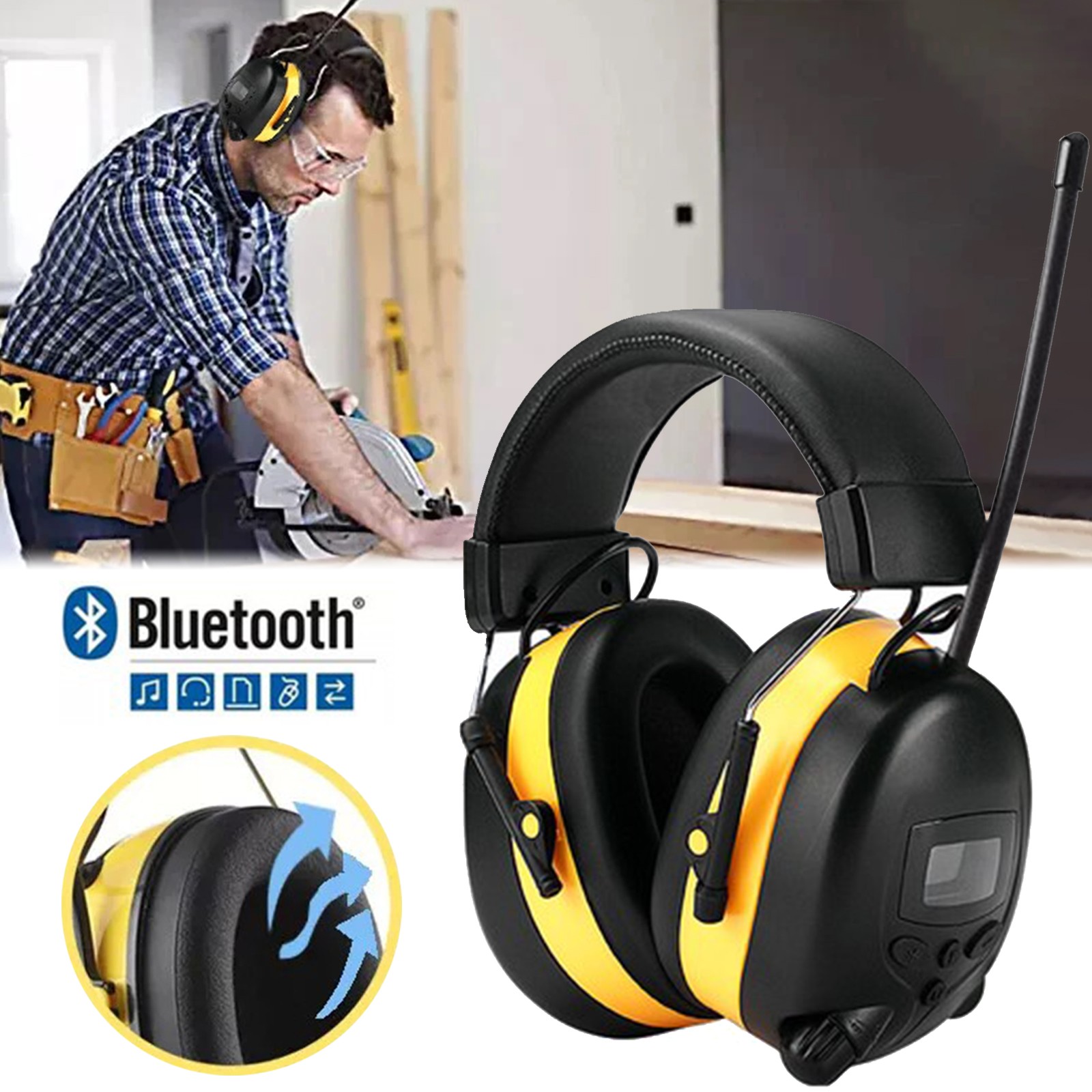 Digital FM/AM Radio Headphones Noise Reduction Ear Protector for Construction