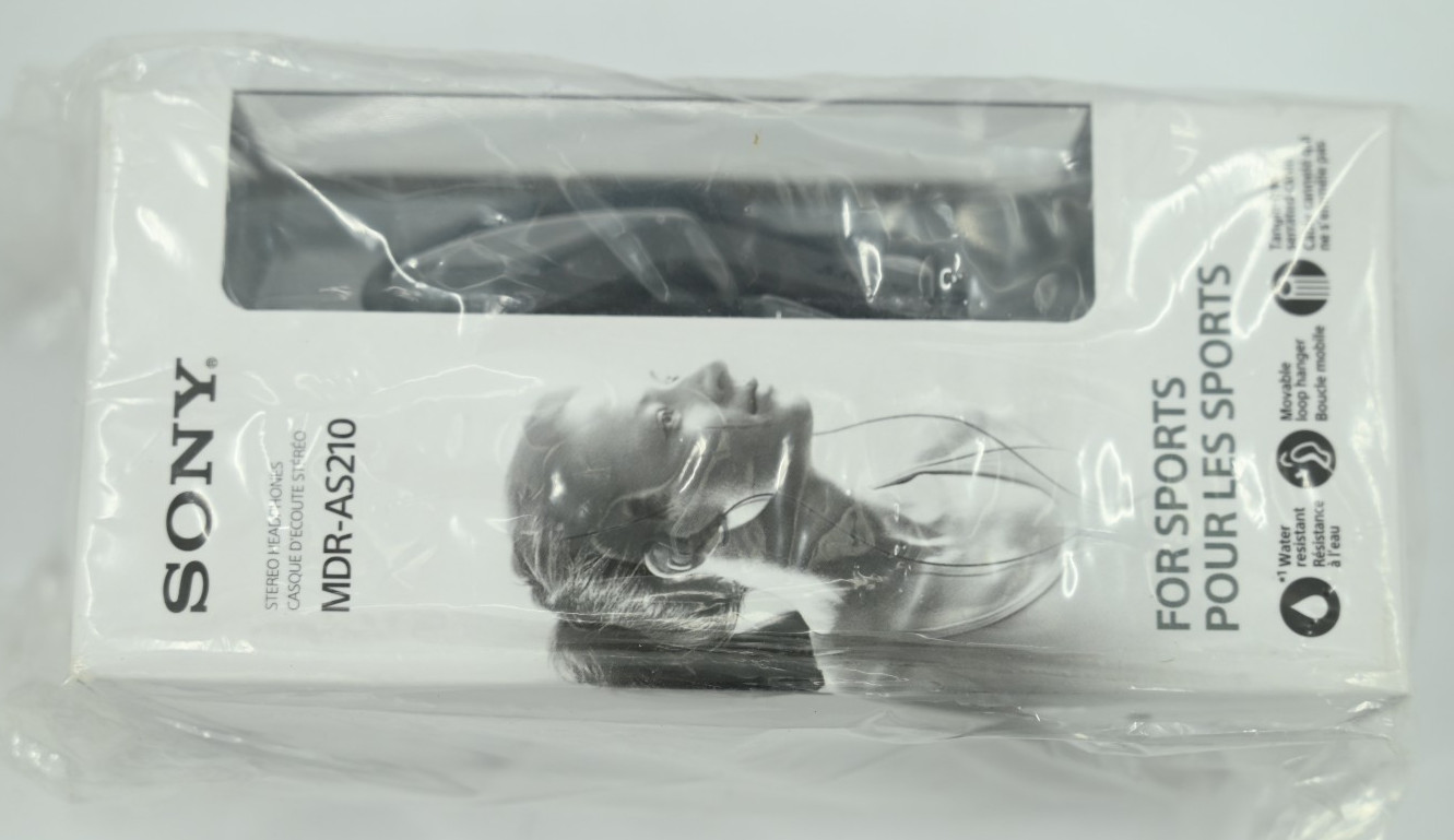 Sony Stereo In-Ear Headphones For Sports Black MDR-AS210 Water Resistant 3.5mm