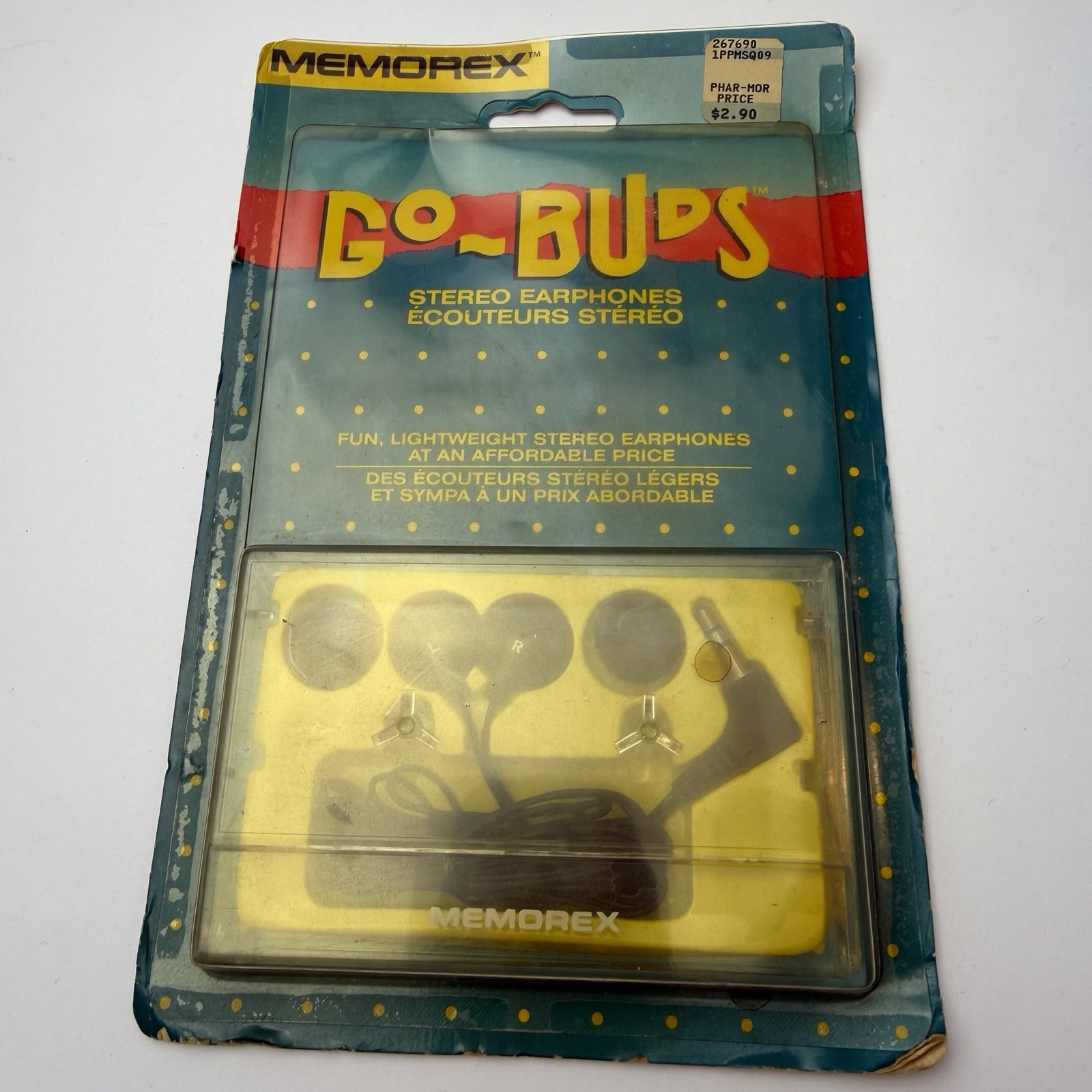 Vintage Memorex Stereo Earphones Go Buds Pods In Cassette Case 80s