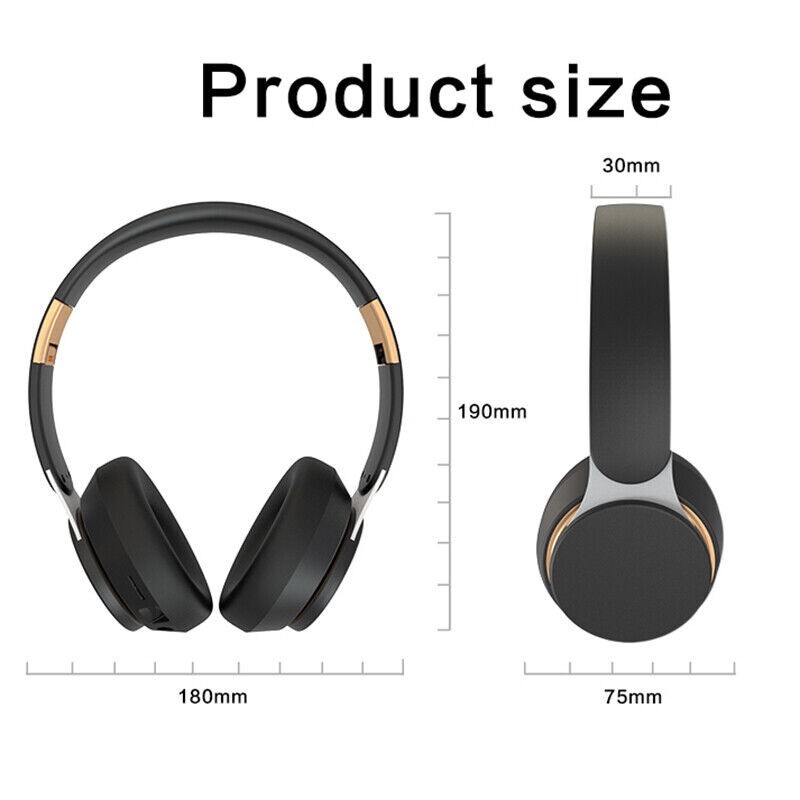 Wireless Headphone Bluetooth Over Ear Foldable Stereo Headsets XBASS (Black)