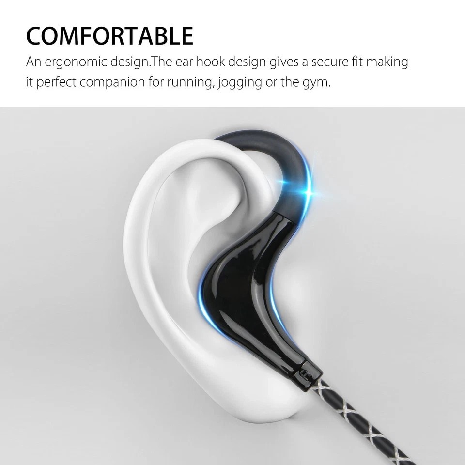 Wired In-Ear Sport Hifi Earphone Earbuds Over Ear Hook Headphone 3.5mm With MIC