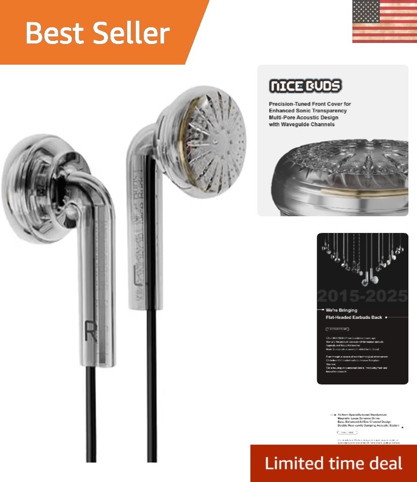 Nice Buds Flat-Headed Earbuds – 3.5mm Stereo, Waterproof Design for Music Lovers
