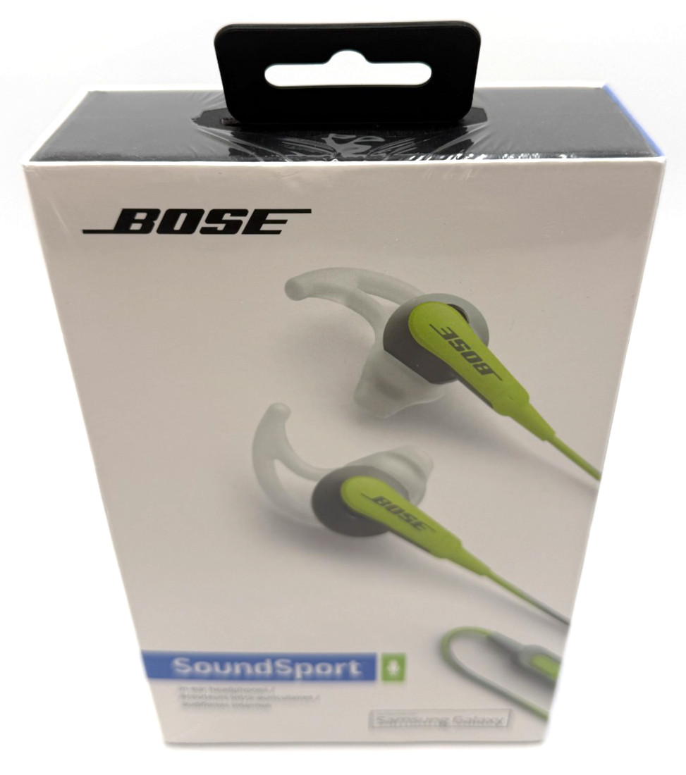 BOSE SoundSport in-ear headphones Wired Samsung Galaxy Controls Green / Grey NEW