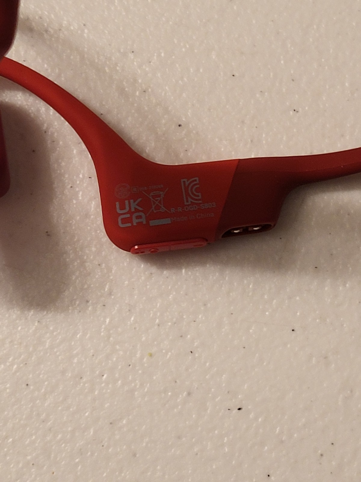 Shokz OpenRun Bone Conduction Sport Bluetooth Red Headphones No Charging Cable