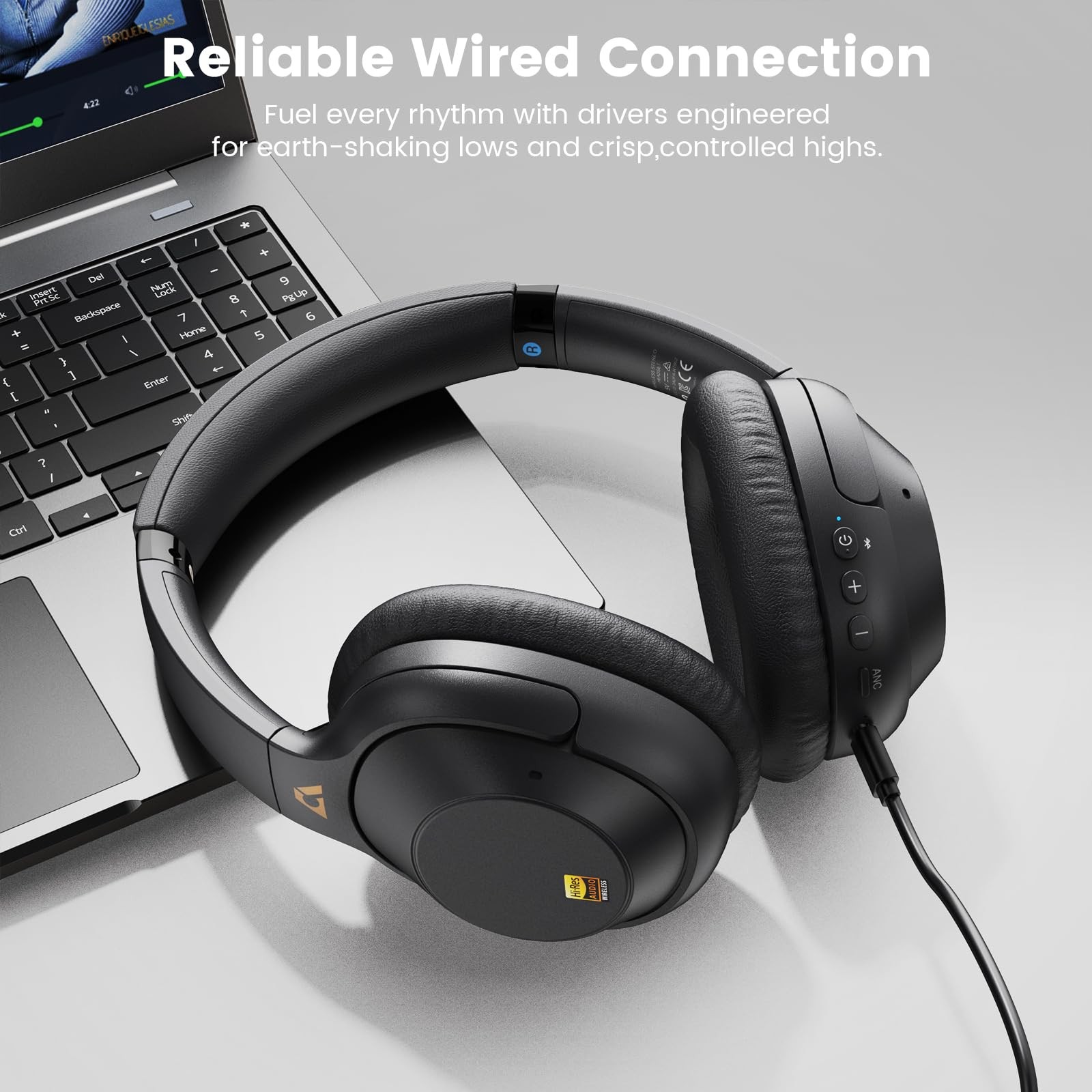 Hybrid Active Noise Cancelling Headphones, Bluetooth 6.0, LDAC Hi-Res Audio