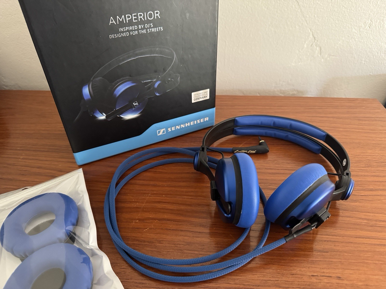 Sennheiser Amperior On-Ear Headphones Blue with Custom Cans cable