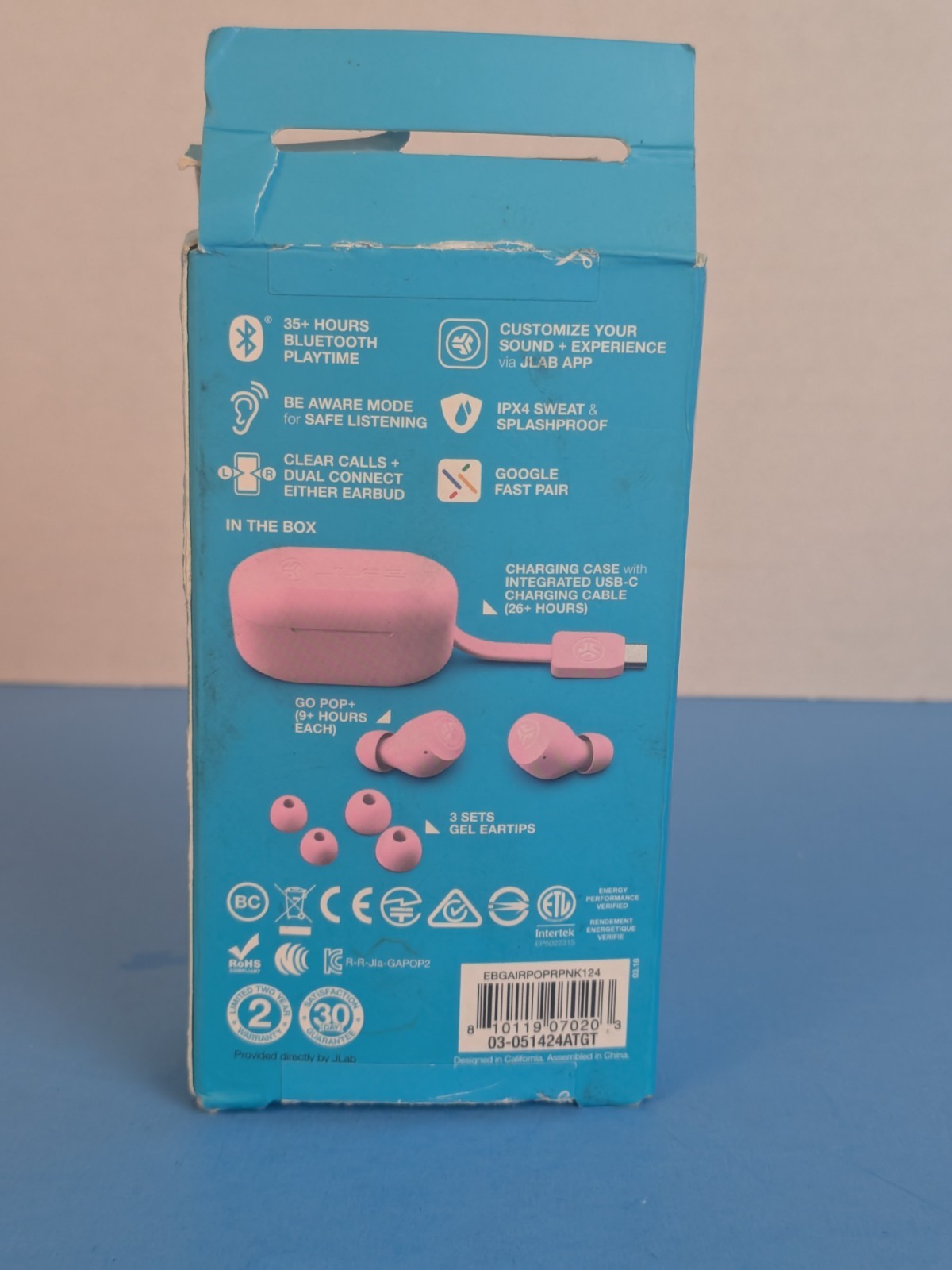JLAB GO POP+ True Wireless EARBUDS ~35+Hours Play~Custom Sound+BASS BOOST *PINK