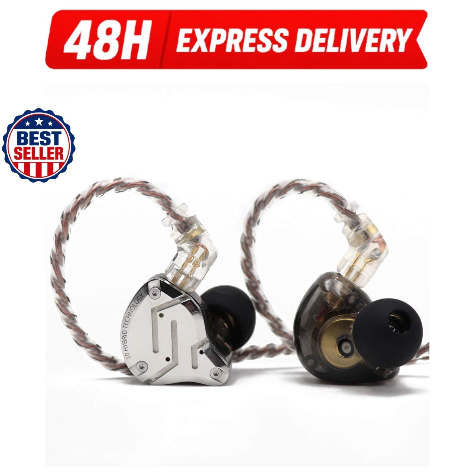 KZ ZS10 Pro HiFi Wired Earbuds 5 Driver Gaming Earphones – Black