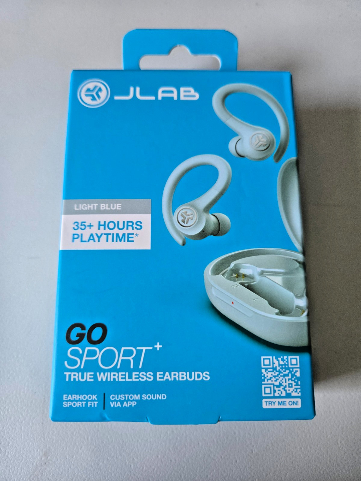 NEW JLab Go Sport+ True Wireless Bluetooth Earbuds Charging Case, Light Blue