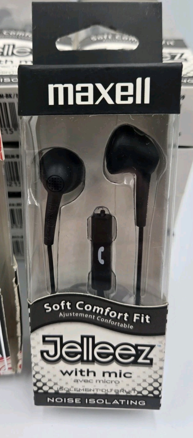 LOT OF 14 Maxell Soft Comfort Fit 191569 Jelleez Black Corded Earbuds Microphone