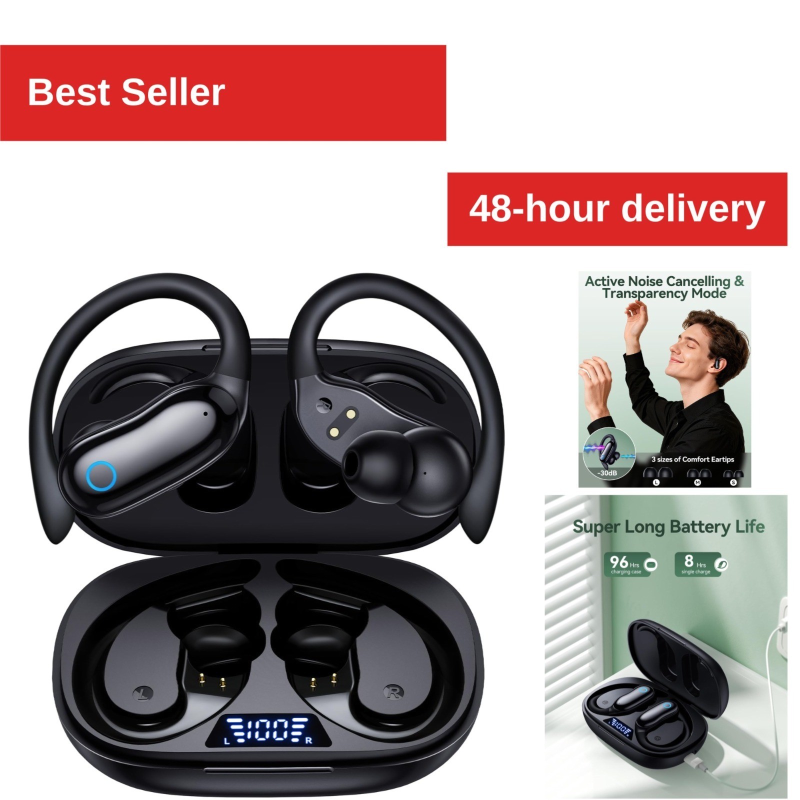 GNMN V7 Active Noise Cancelling Wireless Earbuds Bluetooth Headphones