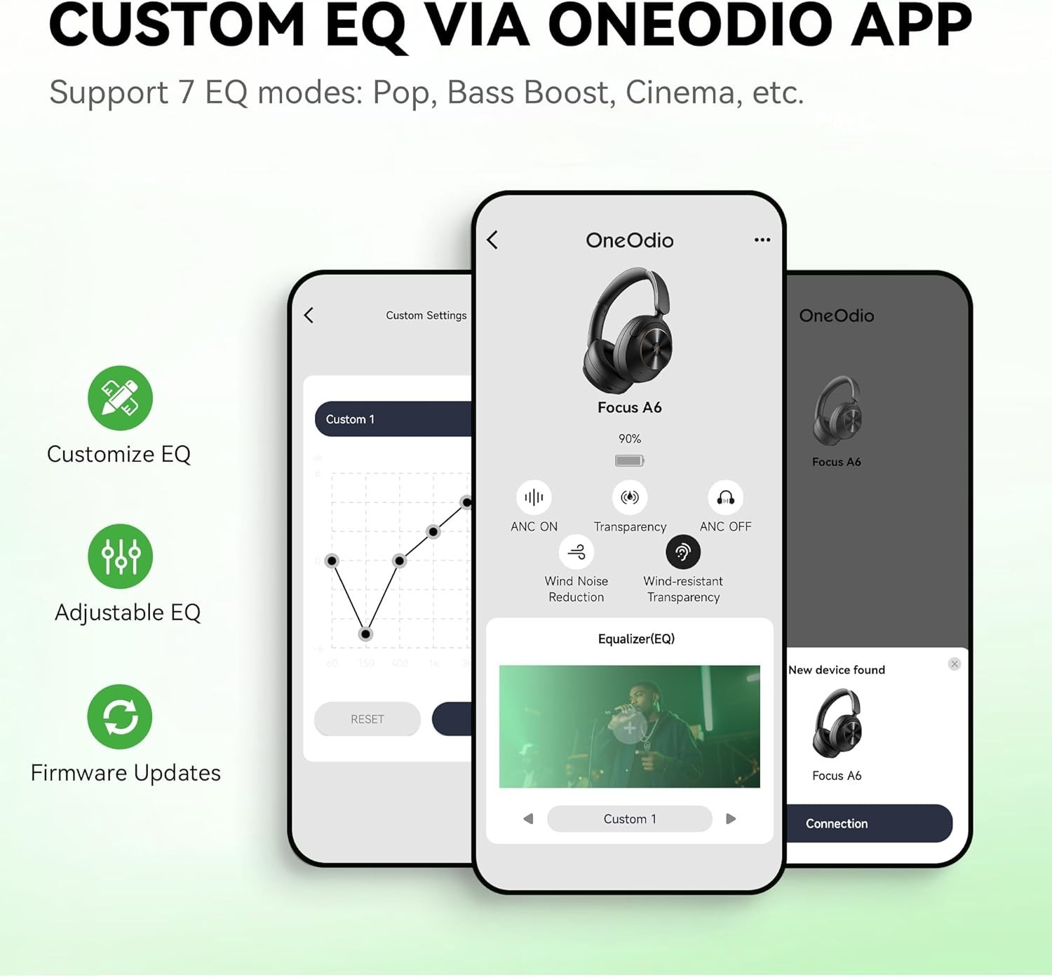 OneOdio Focus A6 Hybrid Active Noise Cancelling Headphones LDAC Hi-Res Lossless
