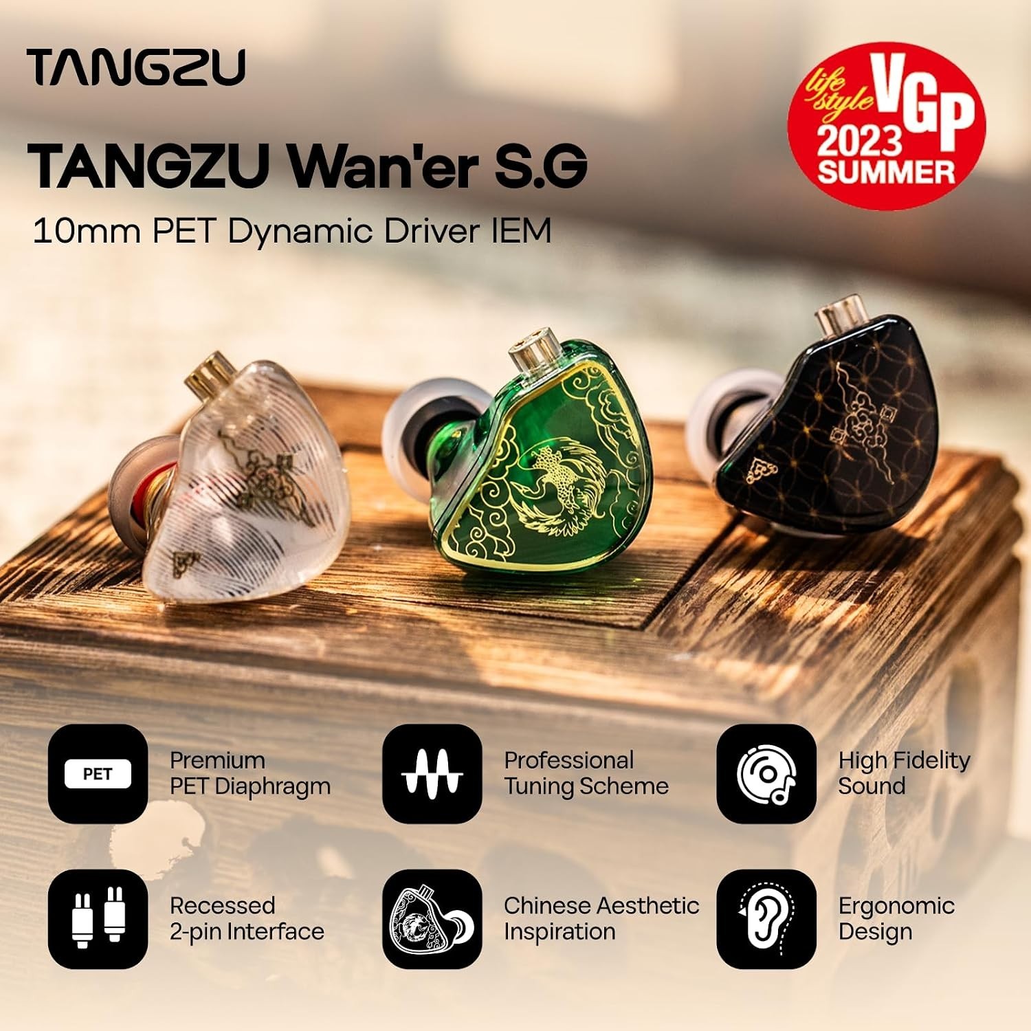 Ergonomic Wan’er S.G IEM Earphones – Dynamic 10mm Driver, Mic & Detachable Cable