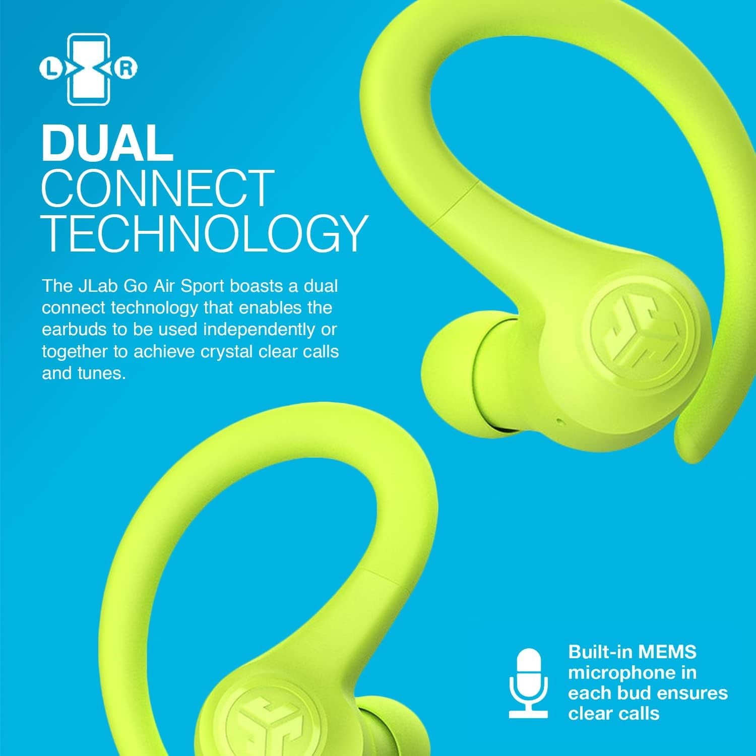 JLab Go Air Sport Bluetooth Earbuds, True Wireless with Charging Case, Teal