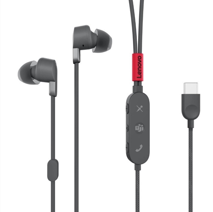 Lenovo Go USBC Active Noise Cancelling In-Ear Earphones Msft Teams Headphones