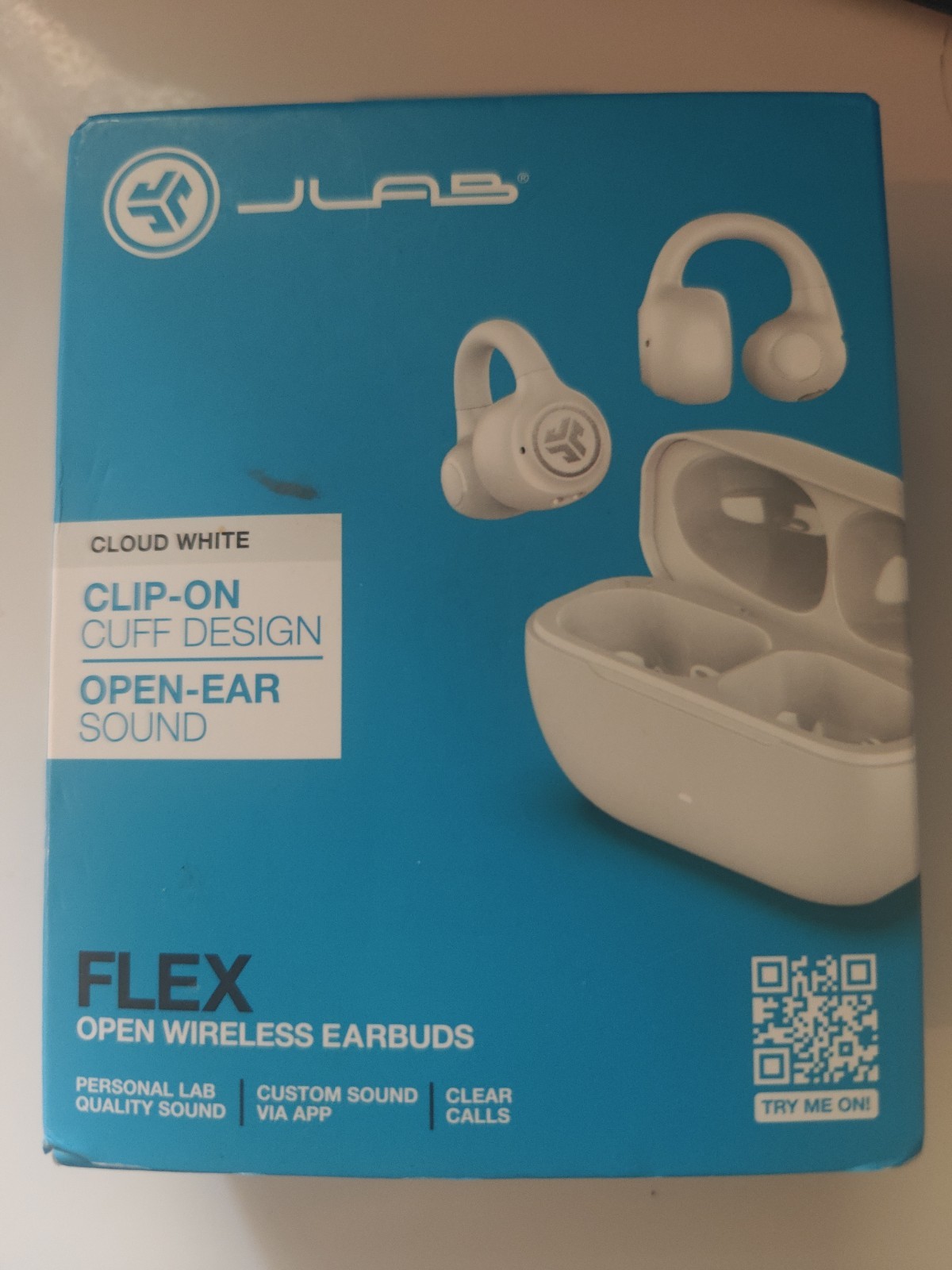 JLab Flex Open Wireless Bluetooth Earbuds Cloud White