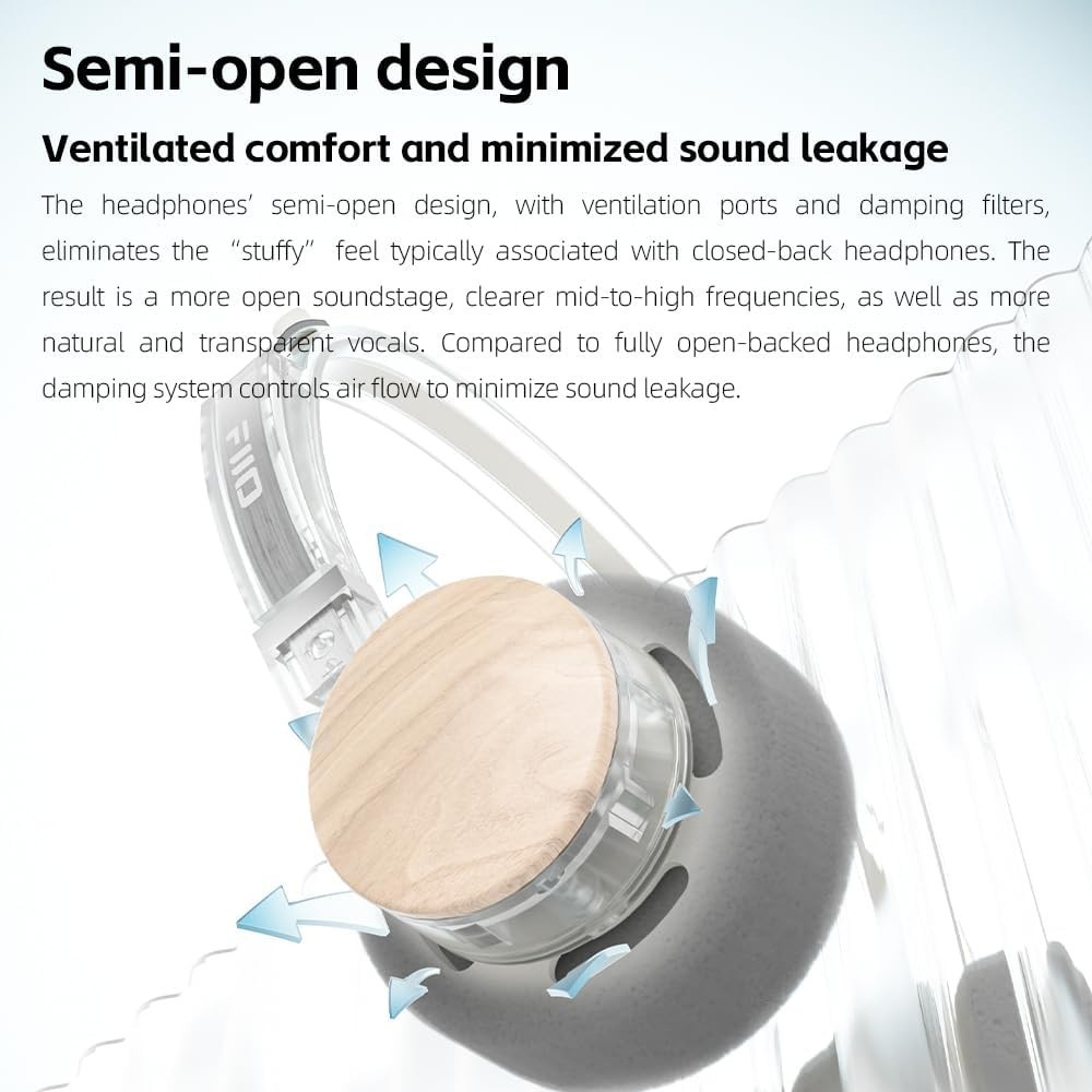 FiiO EH11 Lightweight Over-Ear Bluetooth Headphones, LDAC,Dual Device (Cyan)